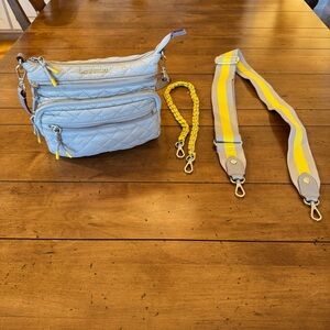 MZ Wallace Women's Crossbody Bag - Quilted with Yellow Accents